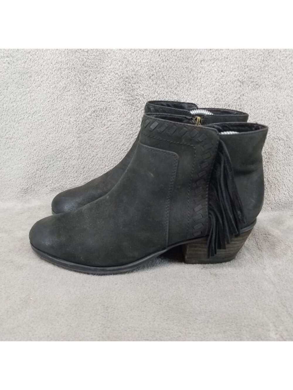 Clarks Shoes Womens 7.5 Black Leather Artisan Gelata Flora Ankle Boots *Read*